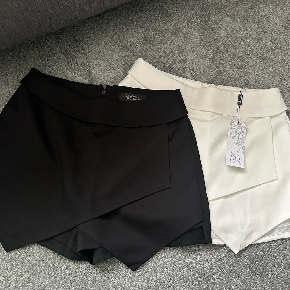 Charles Richards Asymmetrical Skort - Black & Cream